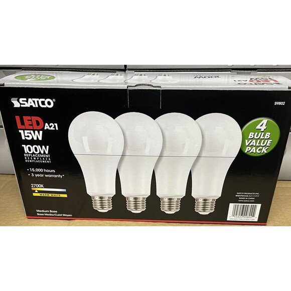Large lot of 48 Satco LED Bulbs 120V Warm White 1500 Lumen New - Picture 3 of 10